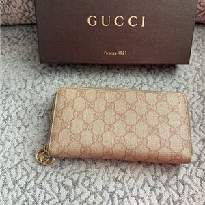 Gucci Tan Monogram Zip-Around Wallet